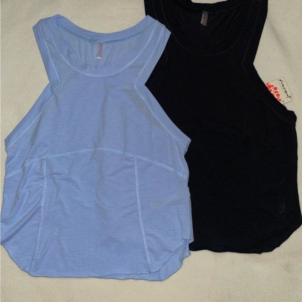 FP Movement by Free People Black and Light Blue Tank Tops
